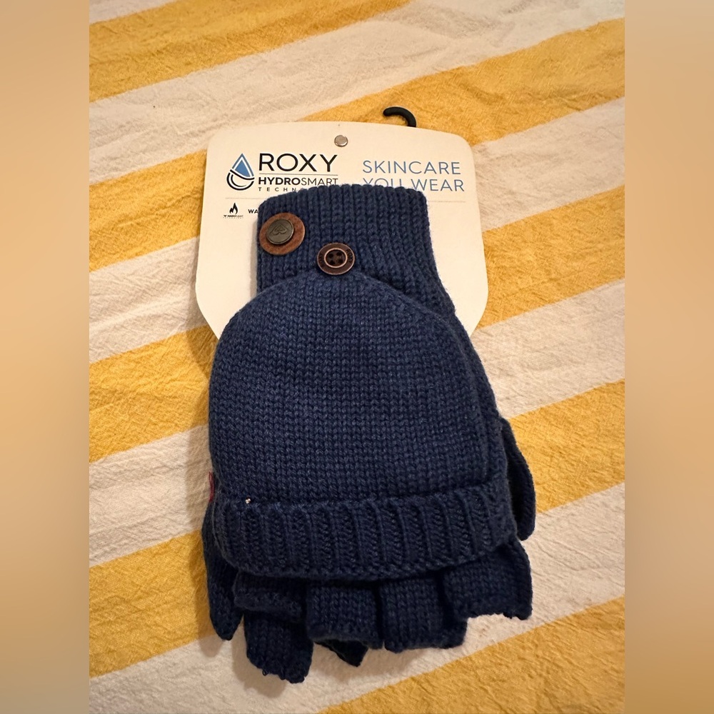 ROXY 'Caldeira 2N1 Mittens' Fingerless Gloves/Mittens, O/S -NAVY BLUE